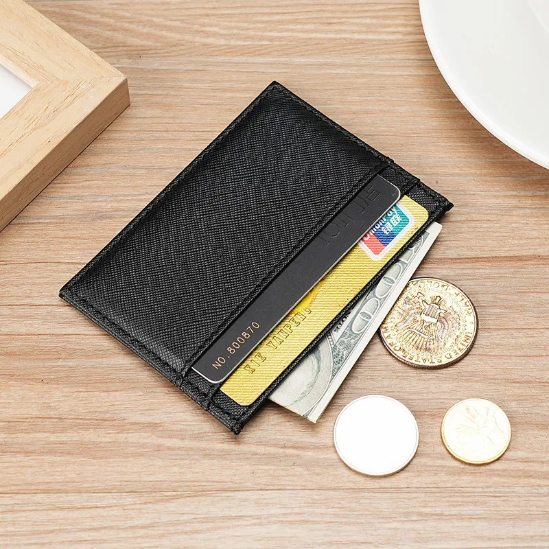 Wholesale slim saffiano leather card holder pu leather