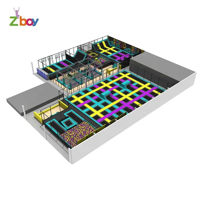 Professional Trampoline park equipment Manufacturer Kids Indoor Trampoline with Ninja obstacle