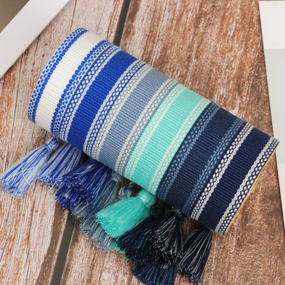 Simple style black grey white embroidered tassel bracelet hand bracelet wristband wrist band with blank colorful design