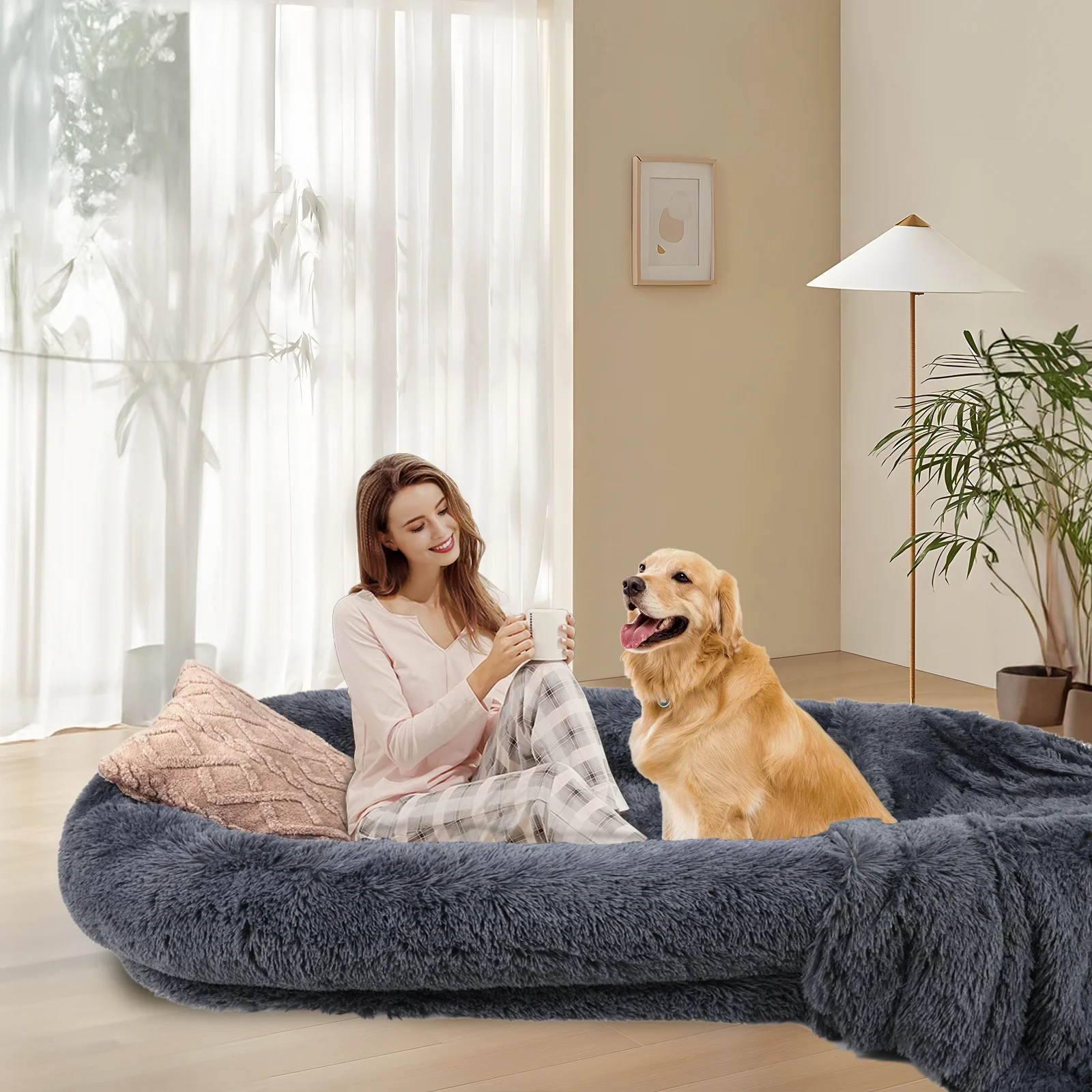 Большая кровать для взрослых с подушкой и одеялом очень большие кровати собак людей домашних животных пеной эффектом памяти можно стирать в стиральной машине