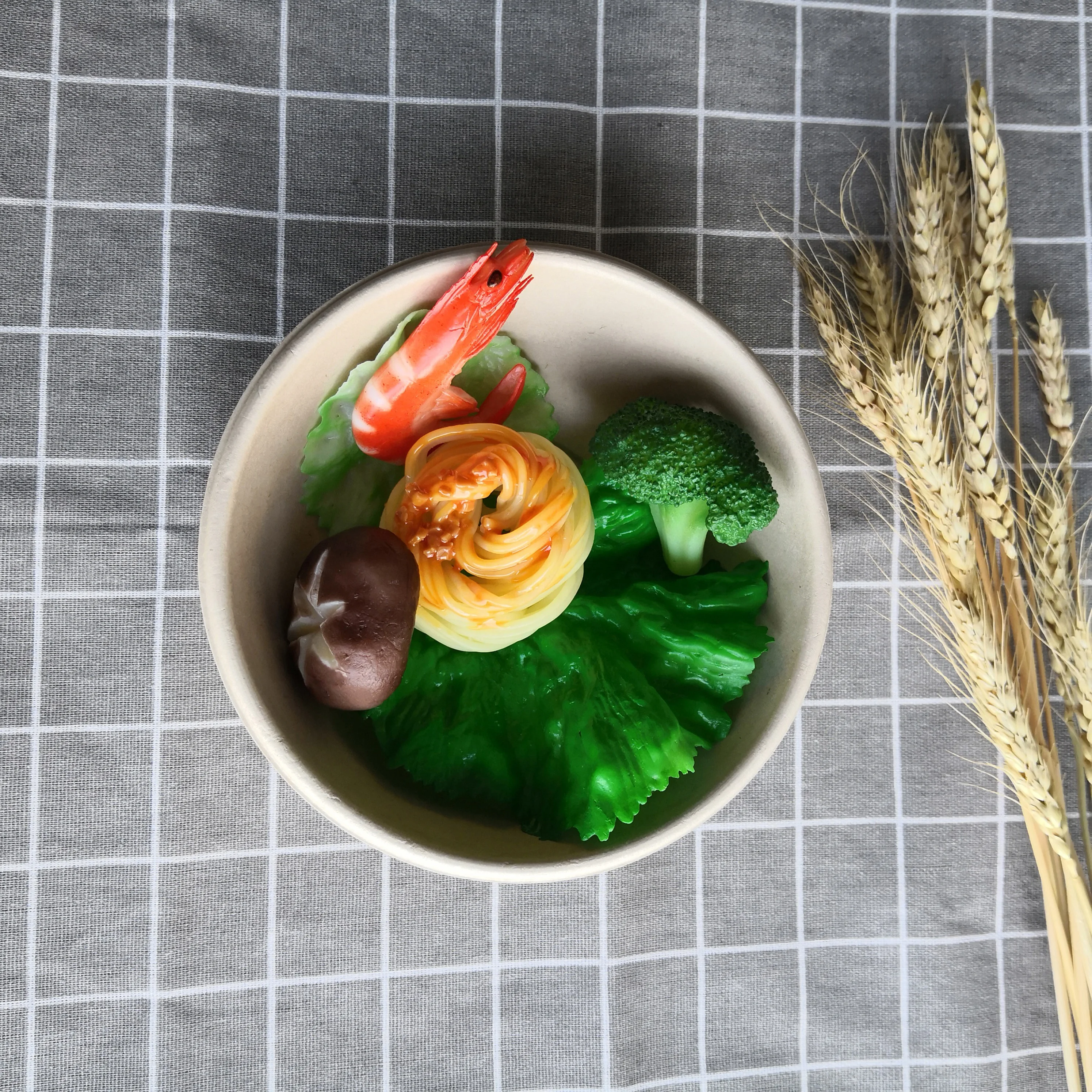 800ml disposable bagasse sugarcane bowl with lid