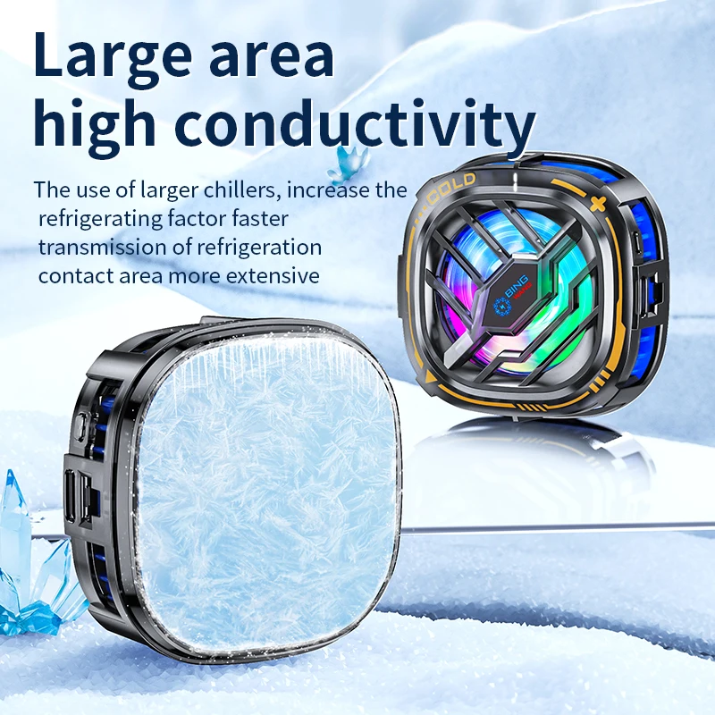 Ice Cold Fan Semiconductor Mobile Phone Cooler Radiator 15w Strong Cooling Magnetic And Rotatable Clip Quit Color Lighting