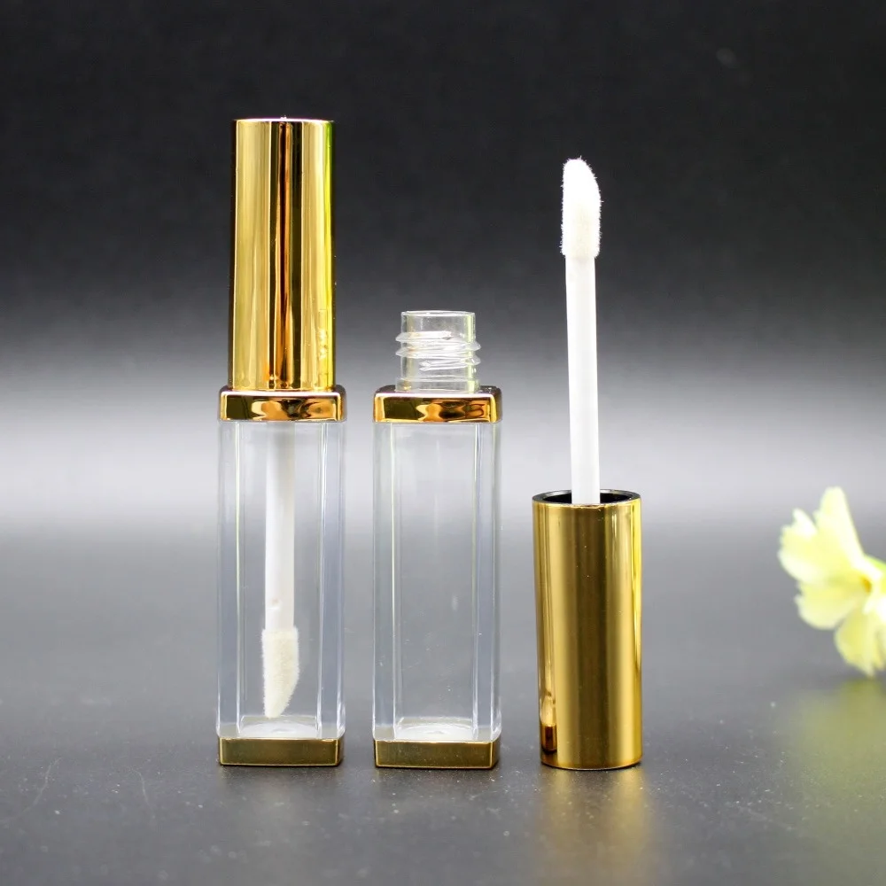 Shiny gold square lip gloss tube