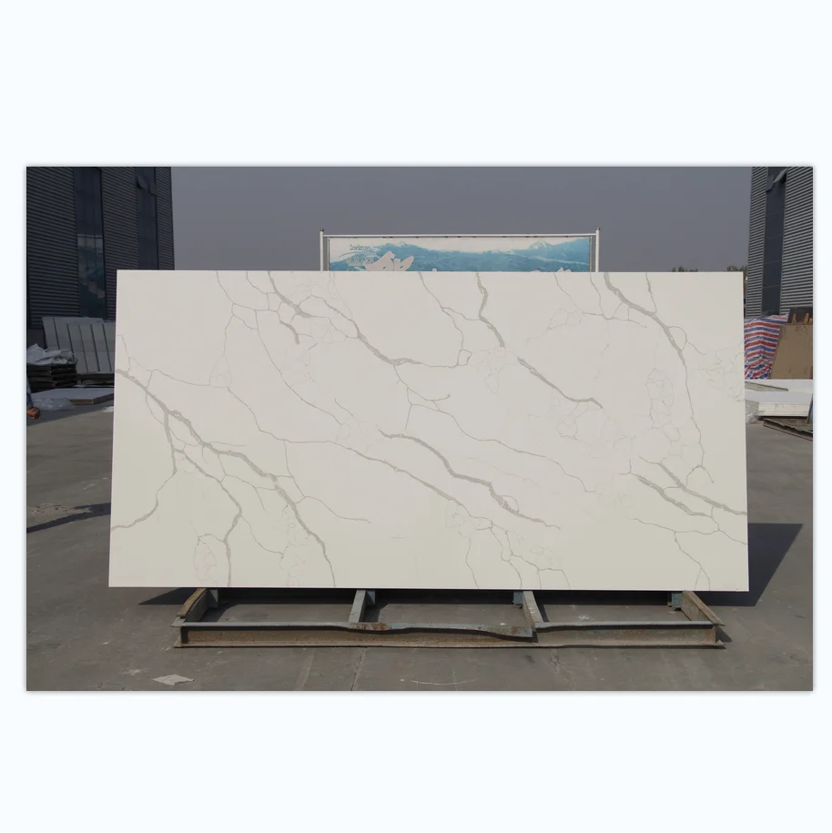 Wholesale marble look engineered stone quartz countertop calacatta cuarzo artificial stone quartz slabs
