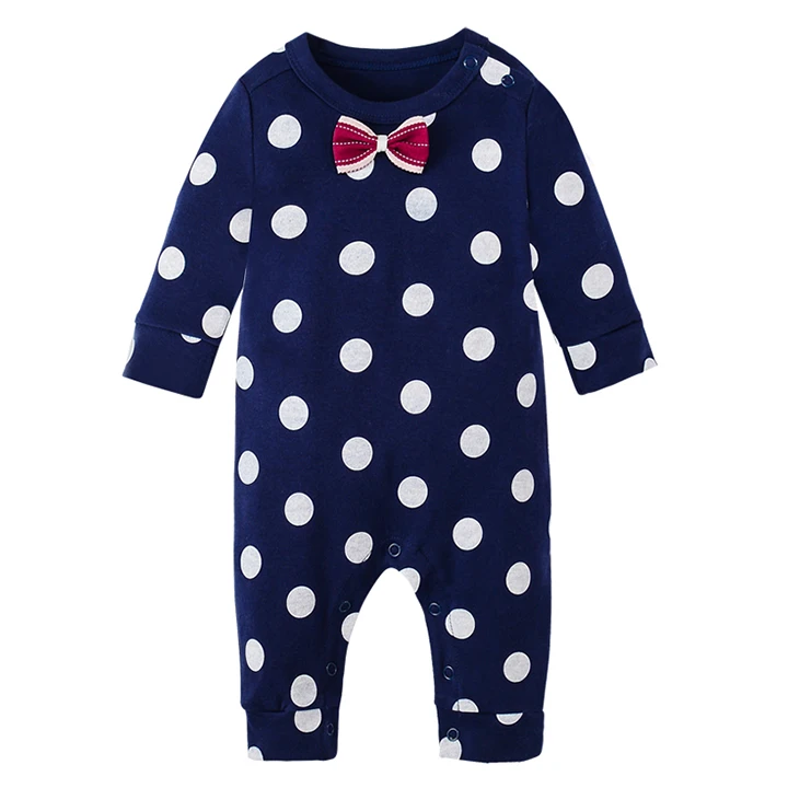
Baby cotton climbing suit wave dot bow newborn climbing suit comfortable cute jumpsuit 