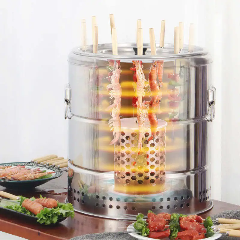 Hanging BBQ Grill Machine Skewers Charcoal BBQ Grill Oven for Outdoors Camping Picnic and Indoor Party Cooking