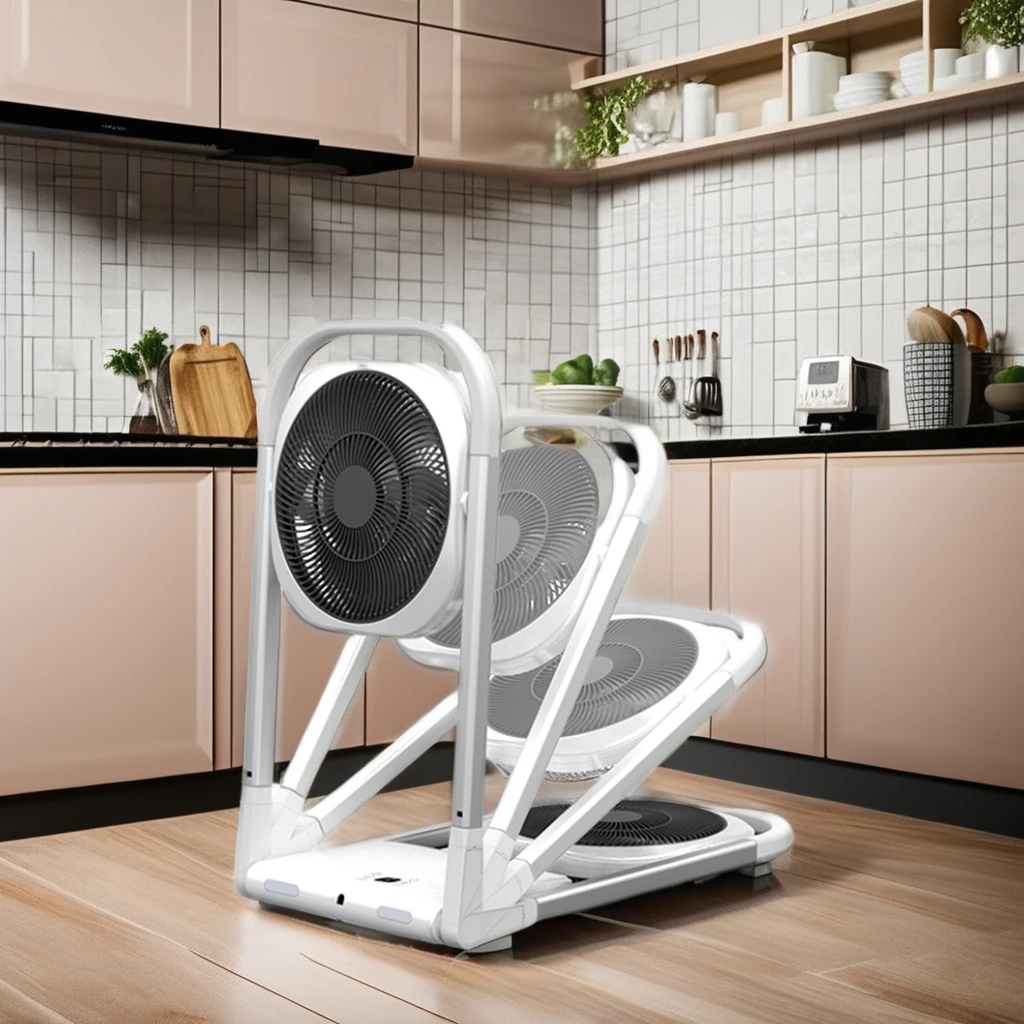Powerful airflow air cooling bladeless floor foldable air circulation plastic remote control stand pedestal fan