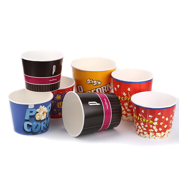 Custom printed 4 oz 24oz 32oz 46 oz 64 oz 85oz 130 oz 170 oz full oz popcorn paper bucket
