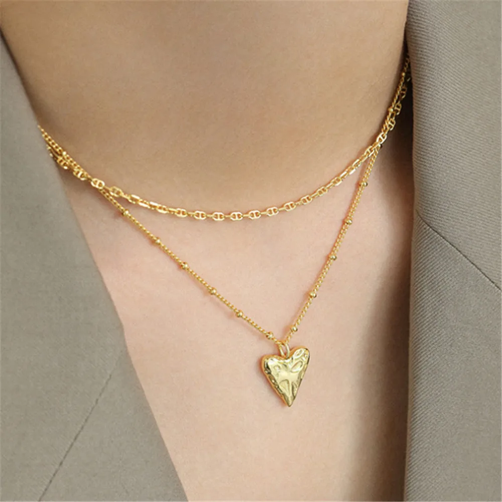 FUAMAY Cheese Cave Heart Necklace Women Jewelry 2020 Heart Bohemian Pendent Boho Necklace Gold Plated Jewelry Pendants Necklace