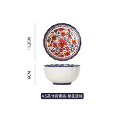 colorful flowers Dinnerware Set Bohemia Style Ceramic Cutlery with Foam  Hand-painted Exquisite Creative Household Tableware