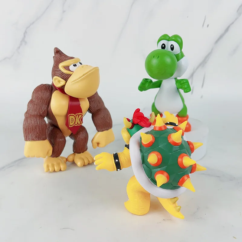 6pcs/set big Mario Figure doll, Cake topper Bowser PVC Action Figure, Movie mario bros figure toy 15cm