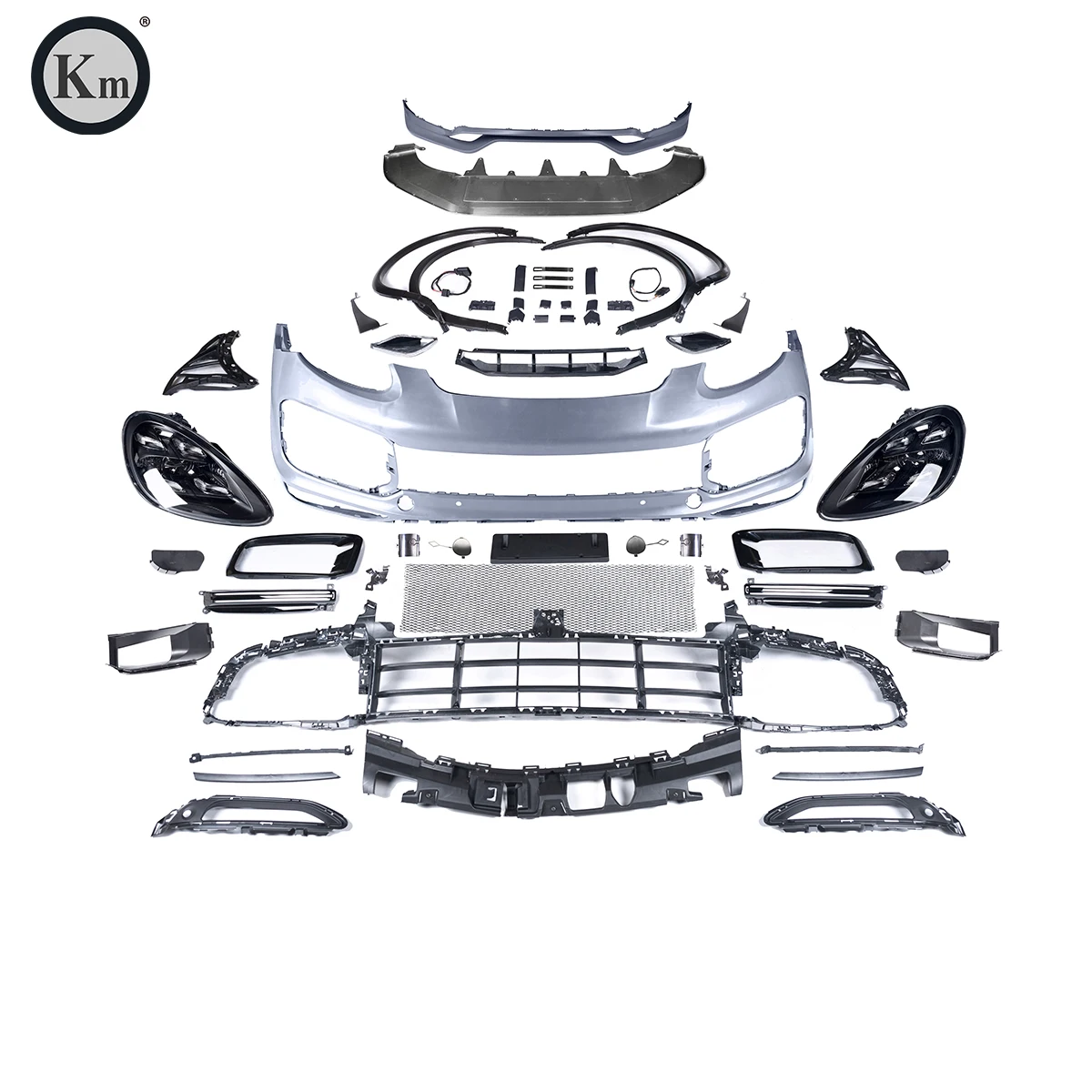 For Porsche  Cayenne 2011-2014 year 958.1 upgrade 2018-up 9Y0 Turbo front bumper & TKT front lip  facelift PDLS headlight