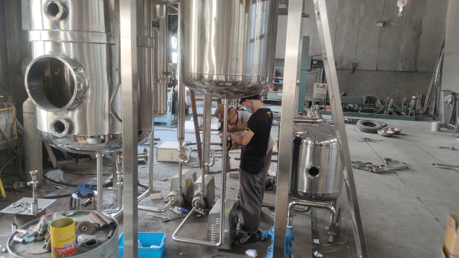 Industrial Ethanol Solvent Recovery Single Effect Falling Film Evaporator