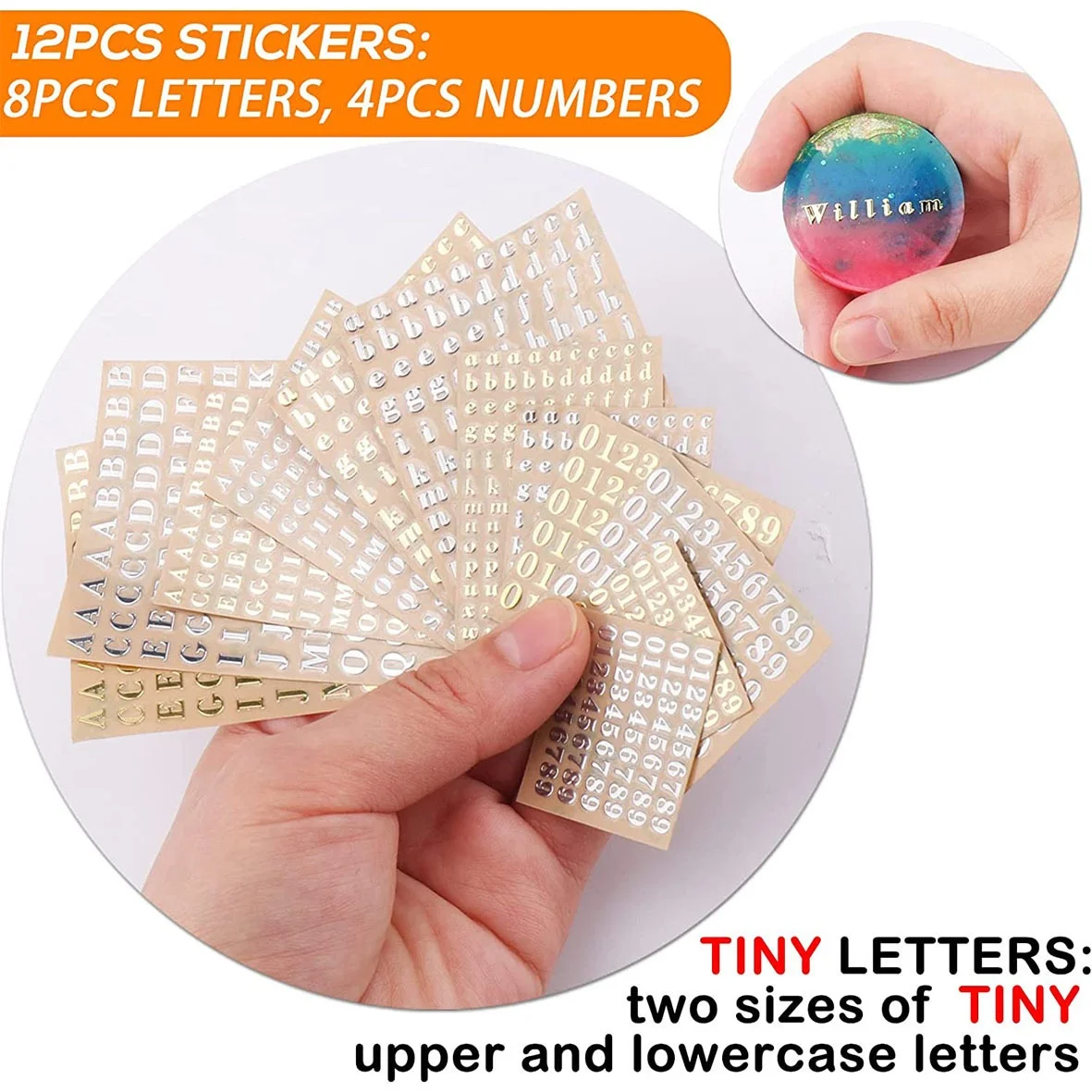 Custom Small Size Letter Number Stickers 3D Gold Alphabet Sticker Self Adhesive Sticker Sheet for Scrapbooking Card Craft