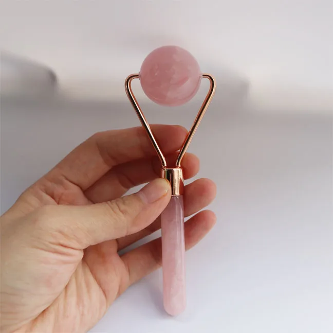 
Custom Logo Quartz Facial Massager Roller New Trending Rose Quartz Facial Roller Rose Contour Facial Roller 