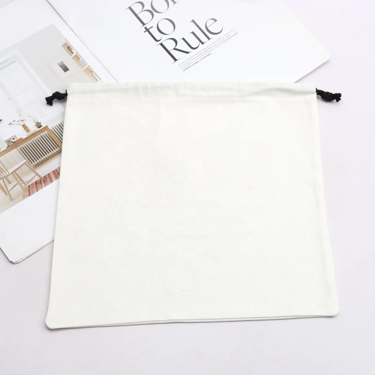 Reusable White Cotton Twill Dust Shoe Bag High Quality Eco -Friendly Muslin Cosmetic Jewelry Drawstring Bag