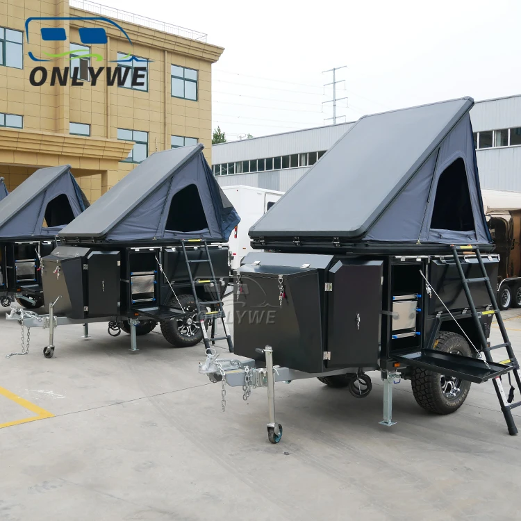 ONLYWE Fully Off Road Mini Pop Top Travel Trailer Hybrid Caravan Camper Trailer for sale