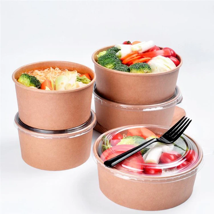 Экологически чистый биоразлагаемый контейнер для еды, одноразовый контейнер для еды из крафт-бумаги