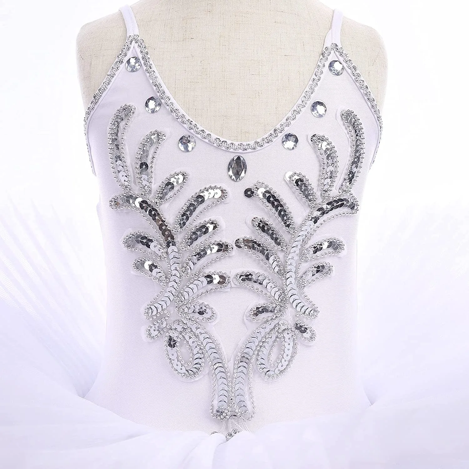 FREE SAMPLE Girls Sequins Beads Ballet Dance Tutu Dress Leotard Performance Swan Ballerina Costume