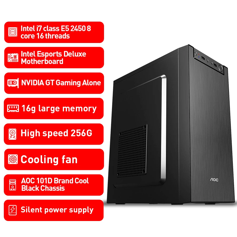 Intel i7 CPU Motherboard High-Performance GT Graphics Card 256G SSD 16G Memory Gaming Desktop PC Computer