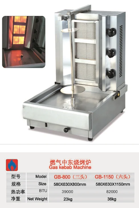GB-950 Counter Top Gas Kebab Machine /Shawarma Grill Machine For Sale