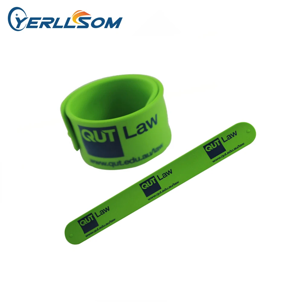 Wholesale Assorted Colors Personalized Screen Printing Custom Silicone Slap Bracelet