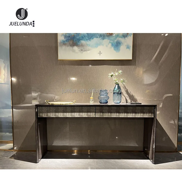 Black Pearl Wooden Veneer Teak Wood Console Table Luxury Italian Console Table Wooden Console Table Antique With Drawers