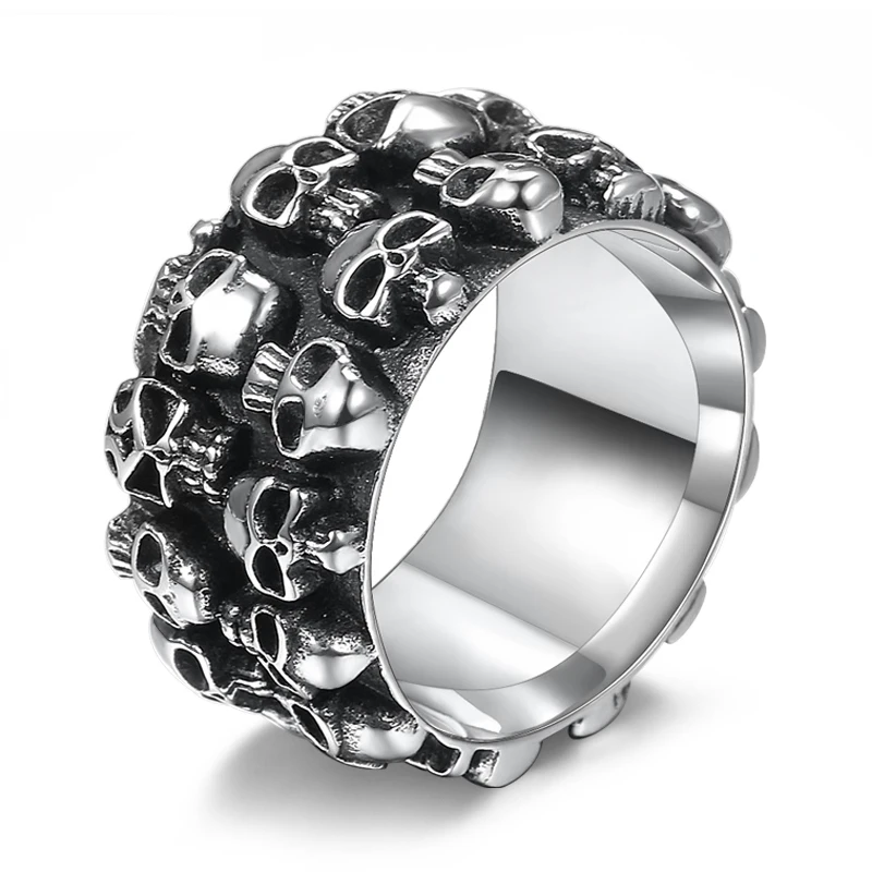 Fashion Hip Hop Star Skull Ring Men Accessories Vintage Punk Rock Big Biker Signet Ring