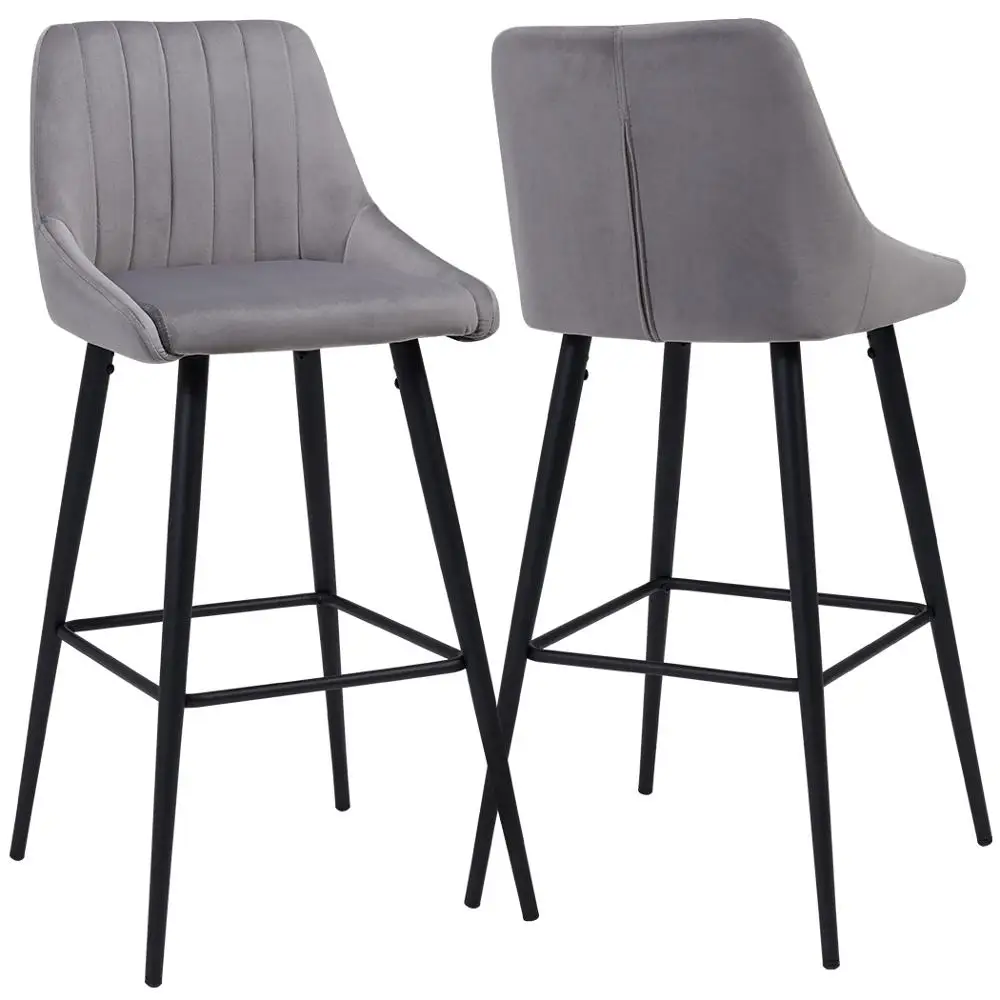 furniture bar Velvet Seat pink High Legs Custom modern Coffee Restaurant Stool Bar Chair