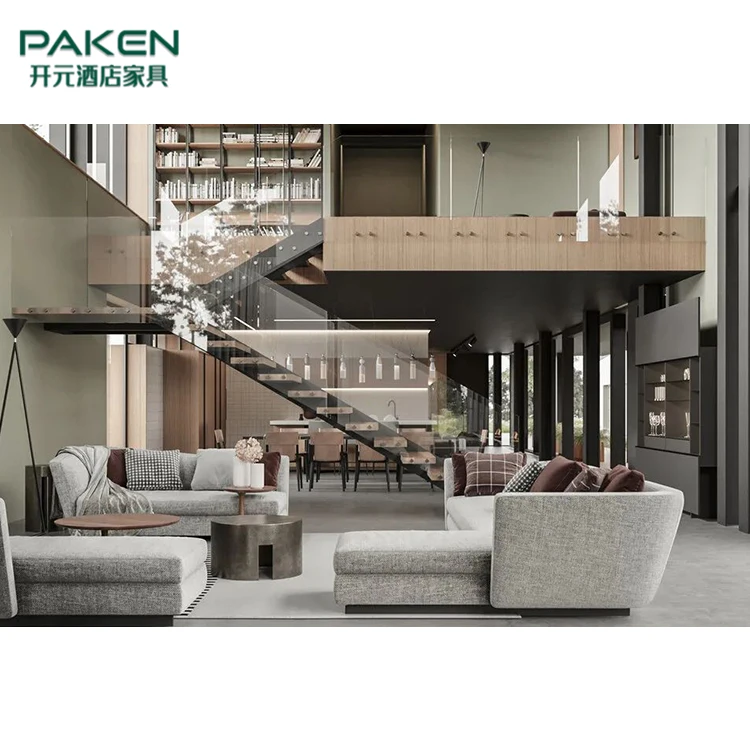 european luxury modular villa furniture living room sectional velvet fabric sofa set