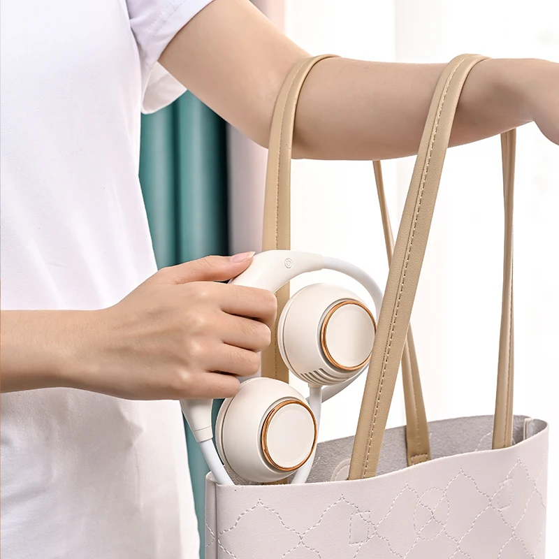 2023 Newest air cooling USB rechargeable fashion soport mini personal portable hanging bladeless 1200mAh battery cooler neck fan