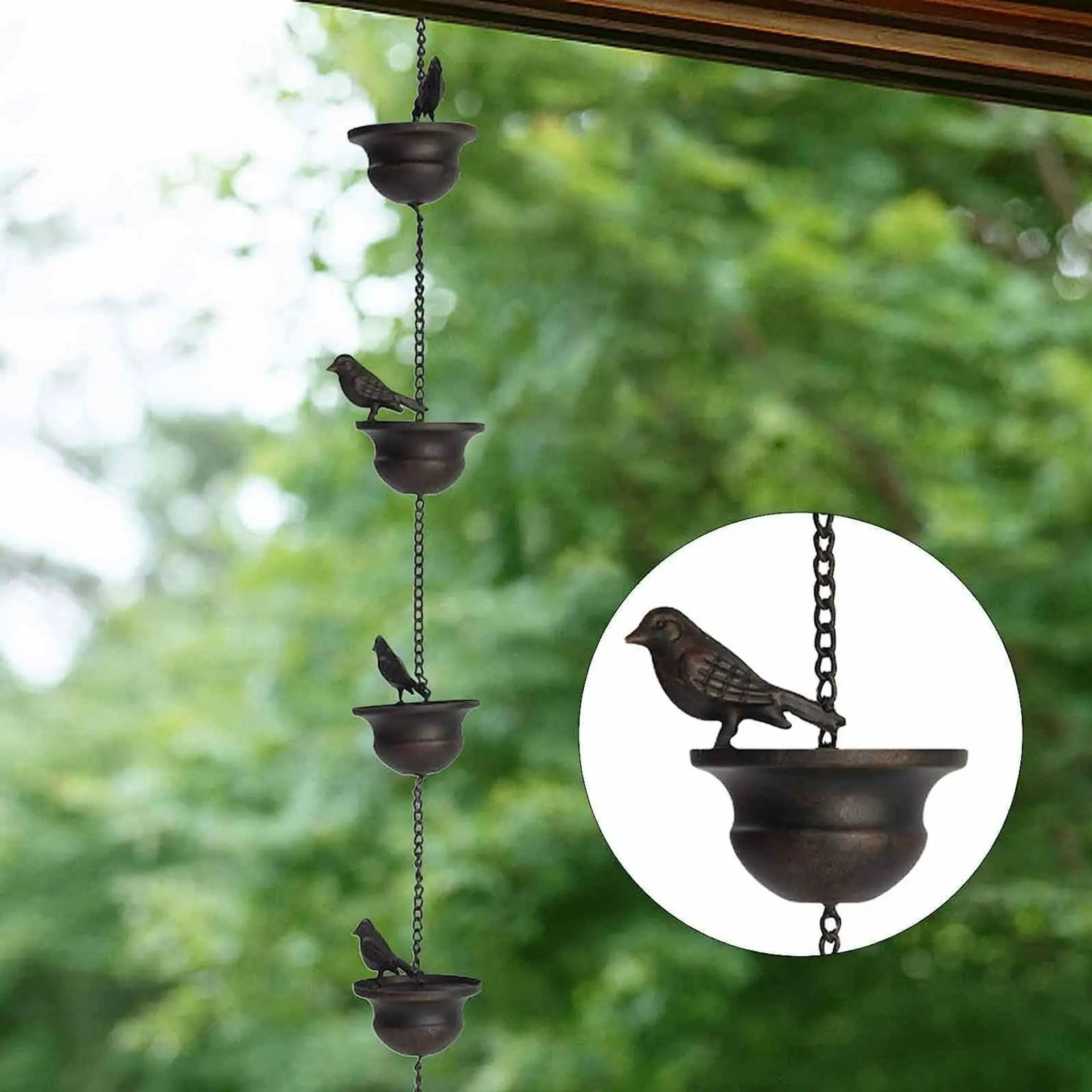 YJL Retro Metal Garden Decoration Outdoor Wind Chimes Metal Dicky Rain Chain Wind Spinner Wind Chimes