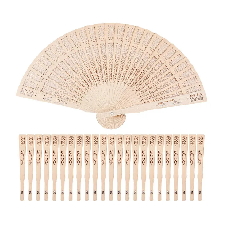 FINE OCEAN  Sandalwood Fans Wooden Handheld Folding Fans Wedding Decoration Natural Wooden Fans