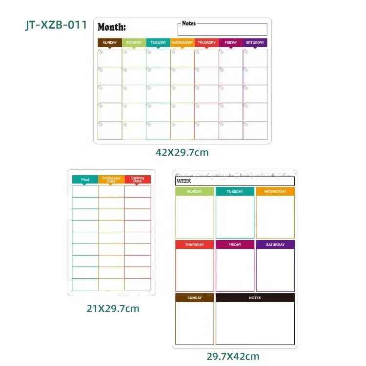 Easily Erasable Custom Calendar Magnetic Sticker Work Schedule Refrigerator Message Board