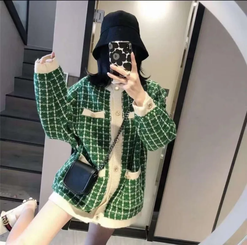 Plaid Cardigan Women Cute Preppy Style All-match Outwear Single Breasted Students Korean Cozy Lovely Casual Knitwear Chic
