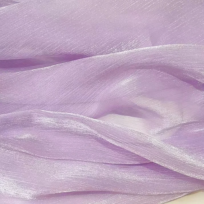 100% polyester  Bright silk organza fabric silver silk  crepe   organza