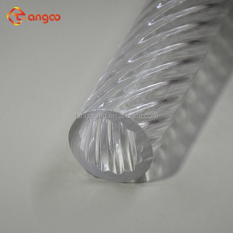 Transparent flexible acrylic diffuser tube plastic hot bending threaded round cover pmma inner twisted/spiral /screwed pipe