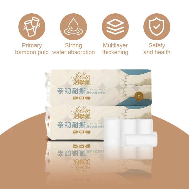 Hygienic Primary Wood Pulp Roll Tissue Pack Toilet Tissue Guangzhou Manufacturers Toilet Paper
