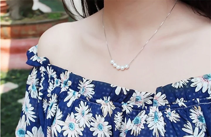 7-8mm Round AA+ S925 Sterling Silver Real Fresh Water Genuine Natural Freshwater Pearl Pendant Necklace