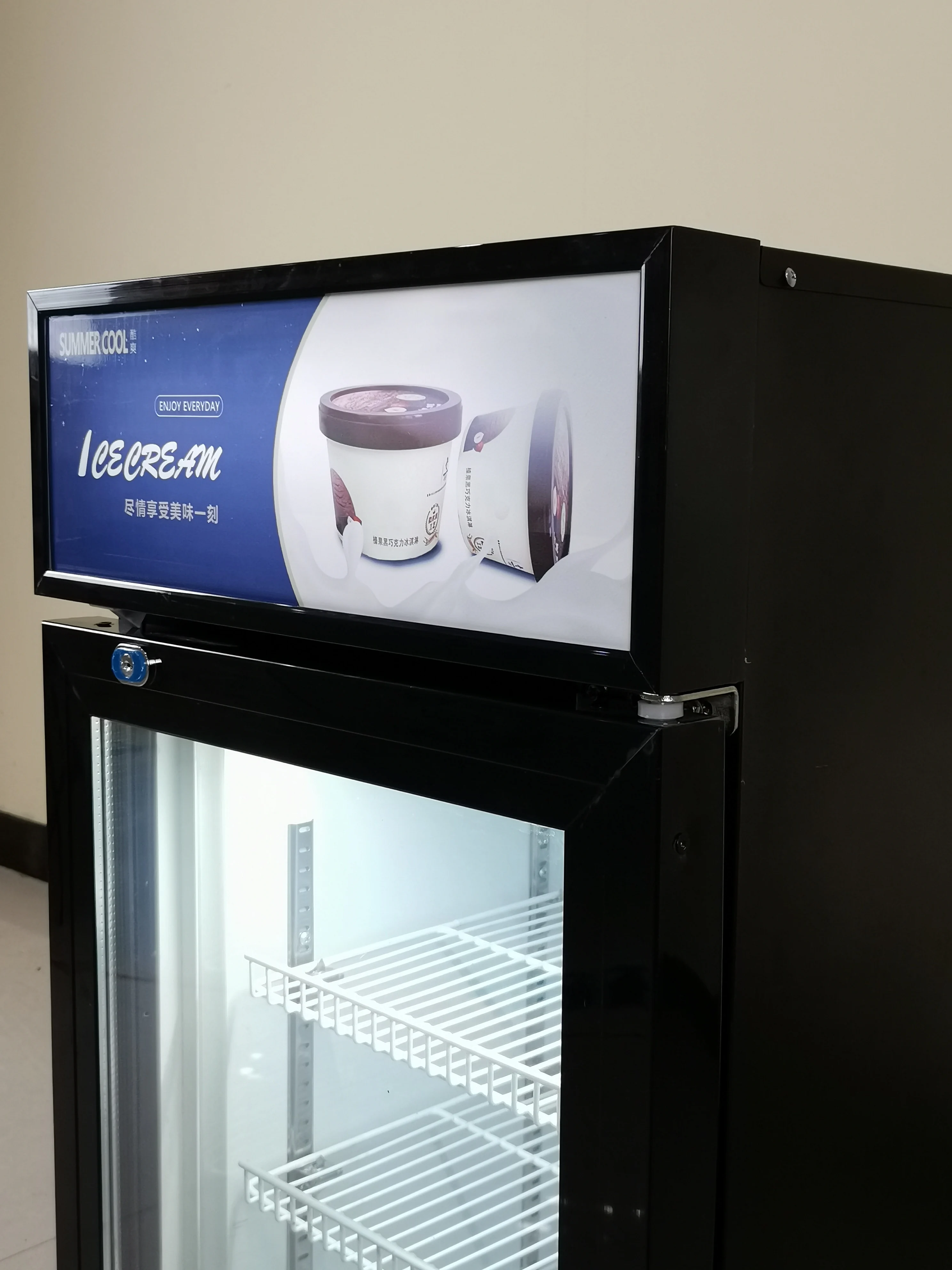 58 liters Vertical Desktop Display Cooler Upright Refrigerator with Defogging Glass Door for Store Use