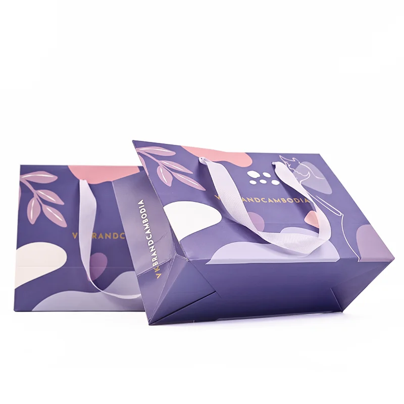 Wholesales Custom Your Own Logo Shopping Gift Small Business Bags Retail Store For Shoes Clothing art Paper Bag with ribbon