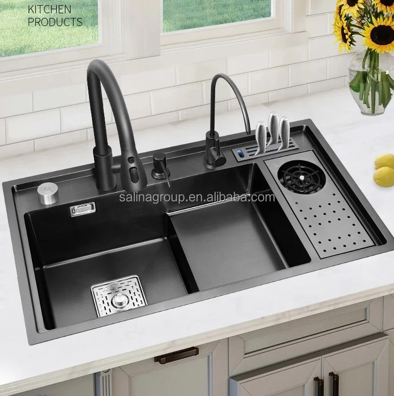 Luxury Multifunctional 304 Stainless Steel Kitchen Sink with High-pressure Cup Washer Kitchen Sink