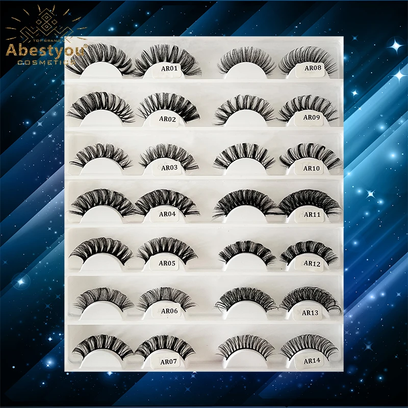 Abestyou eyelash extensions d curl strip eyelashes Custom packaging Russian Volume Faux Mink Strip Lash Russian strip lashes