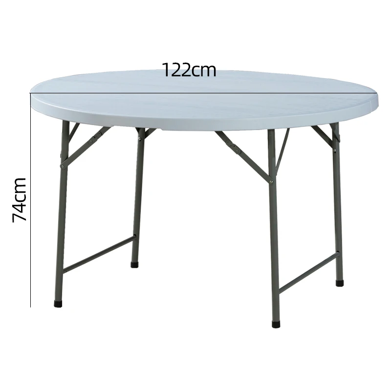 OEM 4 Foot 122*74 Fold-In-Half Round HDPE Table White Round Portable Plastic Indoor Outdoor Tables With Handle Lock