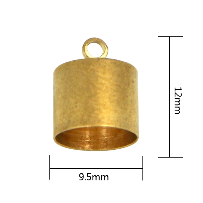 9.5MM brass end cap jewelry connector tassel rope end caps for leather cords