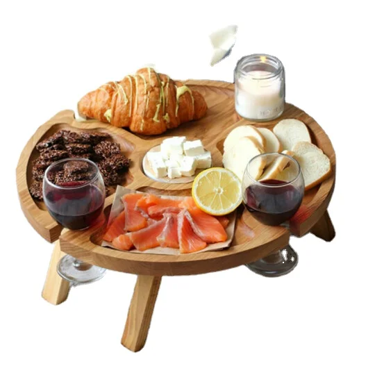 Foldable Wood Travel Table Fold Up Beach Garden Barbecue Party Use Portable Wooden Outdoor Picnic Wine Table