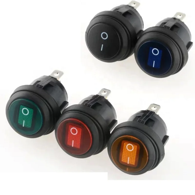 kcd1 round LED indicator lamp 3pin Blue Waterproof rocker switch