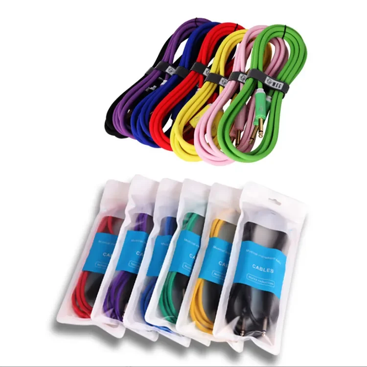 6M 20FT Low Noise 3m Plug 1/4 to 1/4 OFC  Mono Jack Colorful Instrument Cable Guitar Cables Guitar Wire Audio Cable