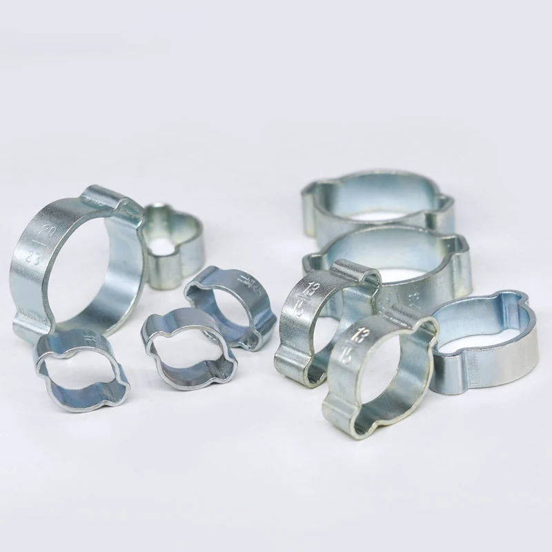 Turbo Double Vessel Ear Pipe Clamp Two Ear Clip Double Ear Hose Clamp Galvanized Clamp For 19mm (3/4) Tubing With 25 Mm Od