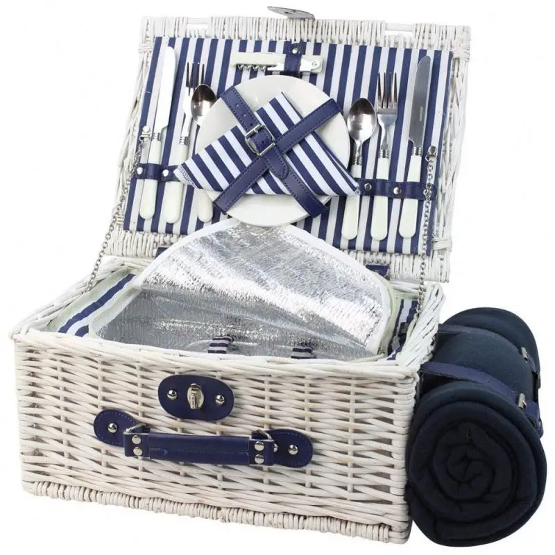 Portable picnic basket set wicker baskets
